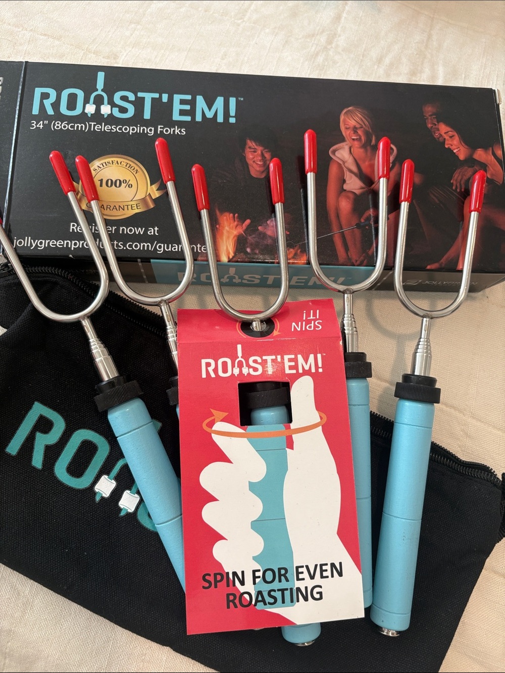 Roast'Em! Telescoping Roasting Forks in Teal